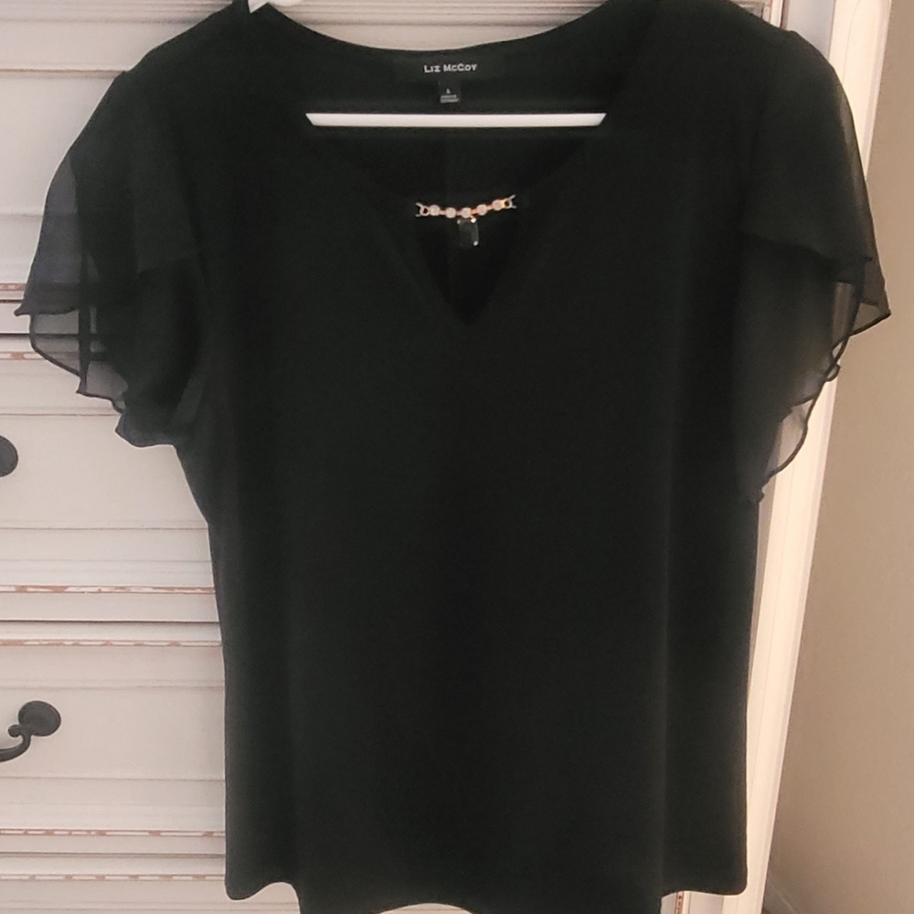 Black sheer sleeve top
